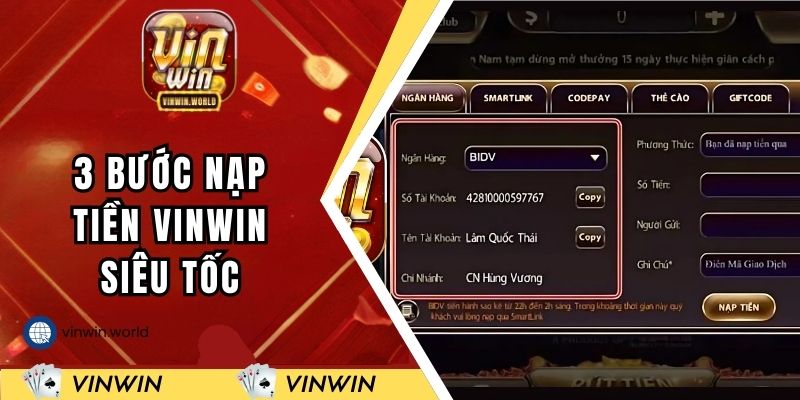 3 bước nạp tiền siêu tốc